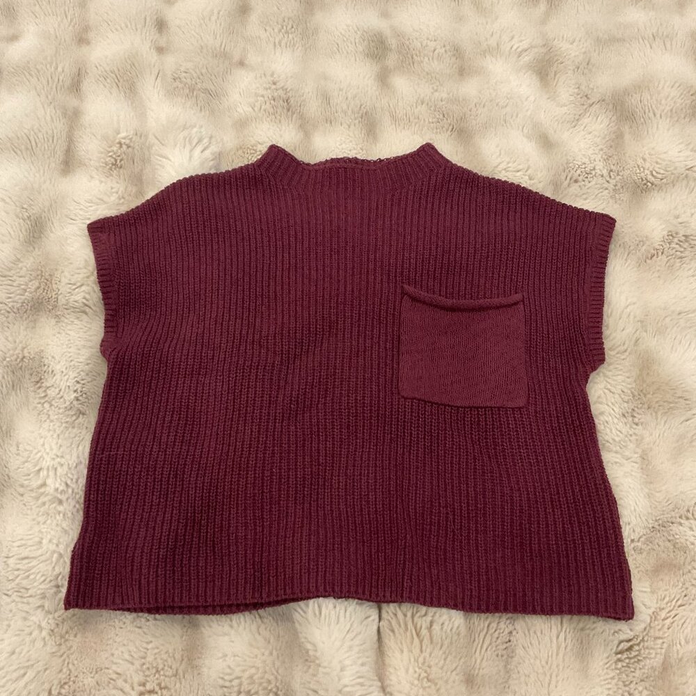 FP Beach maroon ribbed crop top